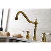 Kingston Brass Widespread Kitchen Faucet with Brass Sprayer, Brushed Brass KB1797BPLBS